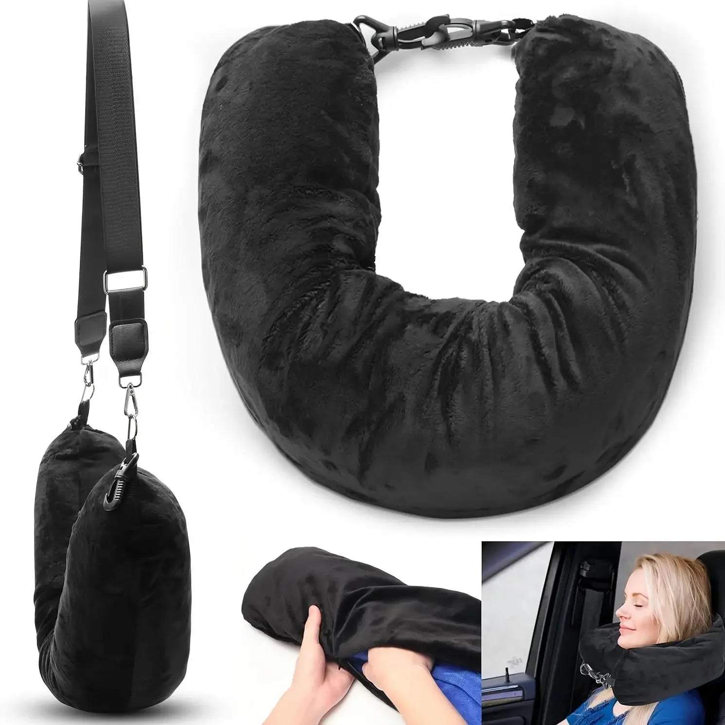TravelPillow - Housse appuie-tête avec rangement