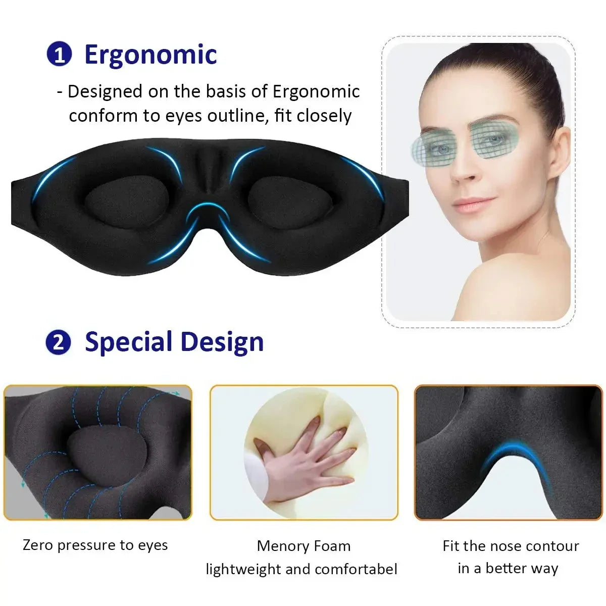 Masque de sommeil 3D ultra-confort